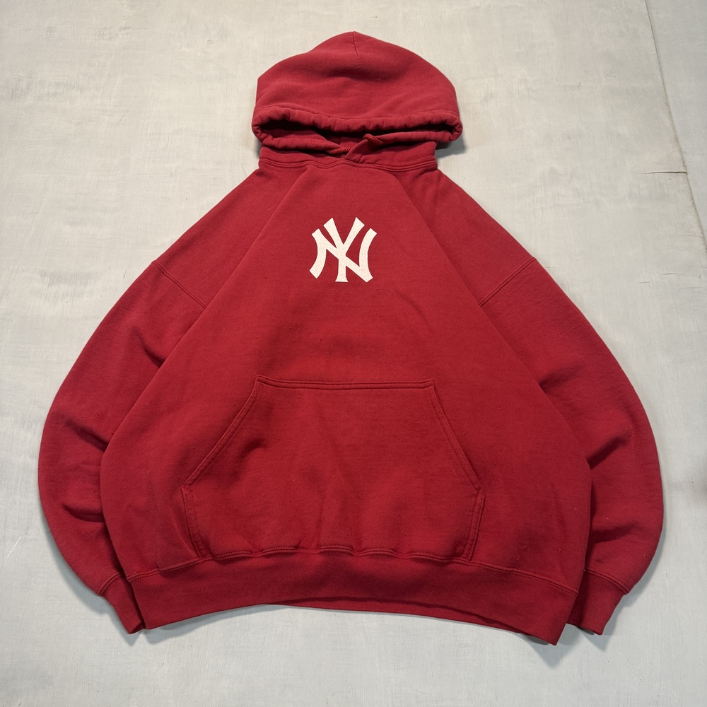 Printed New York Yankees Men's pullover hoodie Y2K Red Size XL